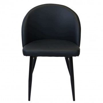 Poltrona con struttura in metallo e seduta in ecopelle nero 50x50x76