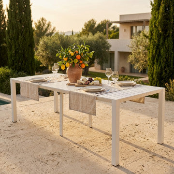 Consolle in alluminio verniciato con struttura modulare, 100 x 51,50-260 cm