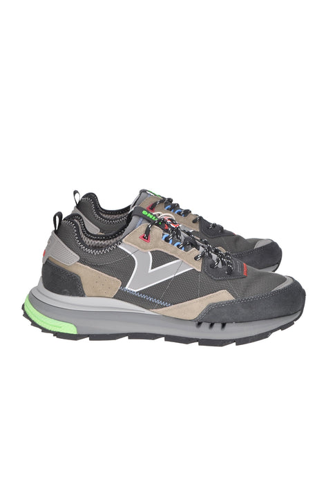 Victoria Win Evo Sneaker In Camoscio E Tessuto Con Lacci Sottopiede Imbottito Suola Gomma Con Para Alta 4 cm