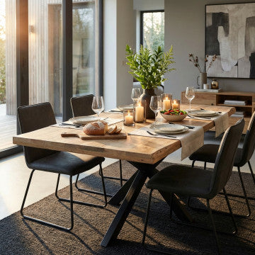 Tavolo legno mango e metallo, 200x100 cm, altezza 77 cm