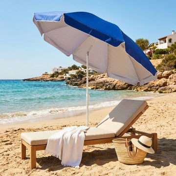 Ombrellone Spiaggia Alluminio Blu Ø220 cm con Palo