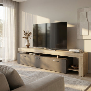 Porta TV Vale Truciolare Grigio Olmo 220x40x52h cm