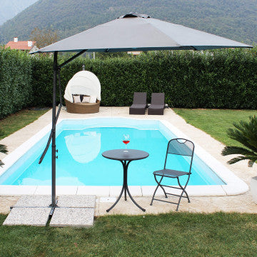 Ombrellone quadrato 2,5 x 2,5 m poliestere grigio 180 gr con mantovana