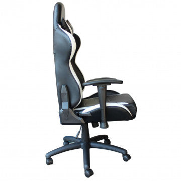 Poltrona gaming poliuretano bianco e nero 69,5x71,5x121-129 cm