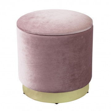 Pouf contenitore rotondo in velluto, diametro 37 cm, altezza 40 cm