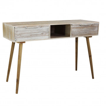 Consolle legno paulonia MDF con 2 cassetti sbiancati 120x40x80 cm