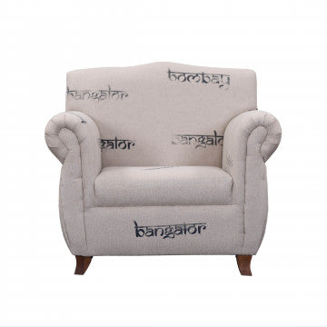 Poltrona struttura legno mango, rivestimento in stoffa, 76x76x90 cm