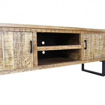 Porta TV con 2 ante e 2 cassetti, gambe metallo nero, 160x45x60 cm