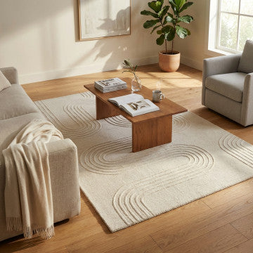 Tappeto in lana e cotone avorio 160x230 cm