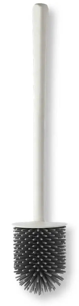 Scopino di ricambio con ciuffo in silicone e manico in plastica bianco, ideale per pulizia efficace e resistente in bagno