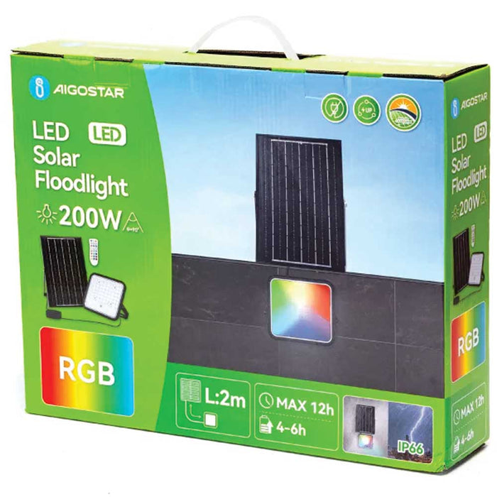 Proiettore LED Solare RGB 200W IP66 AIGOSTAR 16000mAh