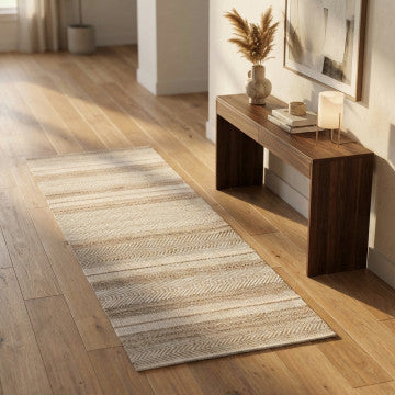 Tappeto in lana e cotone avorio con motivi decorativi 160x230 cm