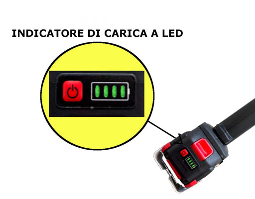 Indicatore di carica a LED con pulsante di accensione, display a tre luci verdi, per scuotitore olive cordless 21V, mostra livello batteria