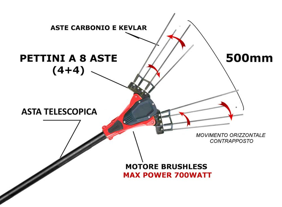 Scuotitore Olive Cordless 21V 9Ah Telescopico Carbonio