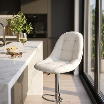 Sgabello regolabile in metallo e ecopelle, altezza 95-116 cm