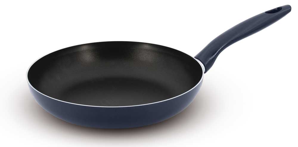 Padella antiaderente in alluminio blu con manico ergonomico, diametro 26 cm, ideale per cucinare in cucina, modello ACCADEMIA MUGNANO - SKU: AM-BBPDL26