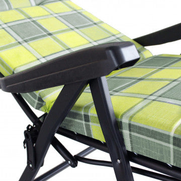 Sdraio automatica in acciaio e tessuto, colore verde e grigio scozzese