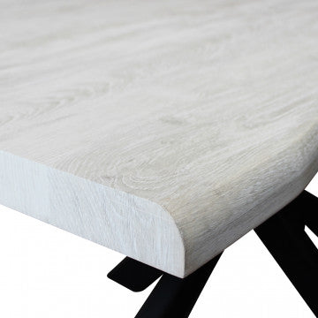 Tavolo rettangolare piano melaminico effetto pietra grigia struttura metallo 160x90