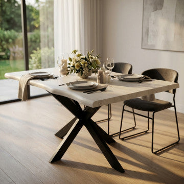 Tavolo rettangolare piano melaminico effetto pietra grigia struttura metallo 160x90