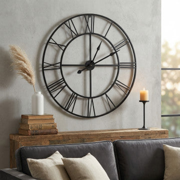 Orologio da parete metallo verniciato nero, 80x80 cm, quadrato