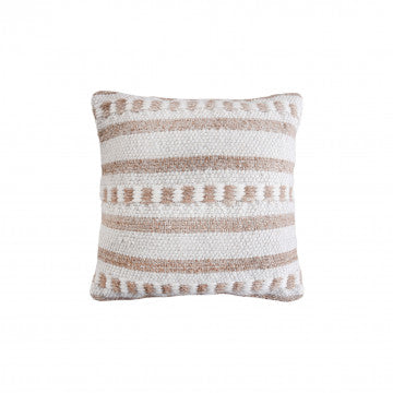 Cuscino in lana avorio con decoro, dimensioni 45x45 cm, altezza 8 cm