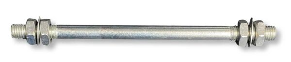 Assale Completo per Carriola – Acciaio Zincato Ø12 mm, Lunghezza 210 mm con Bulloni