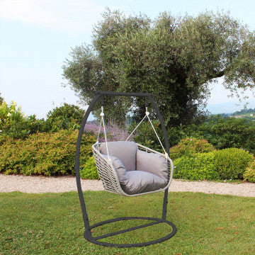 Dondolo 1 posto struttura metallo e seduta wicker 105x156x105 cm