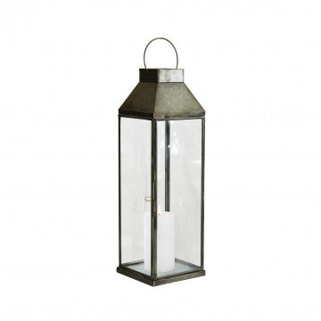 Lanterna piccola in metallo e vetro, altezza 47 cm, colore bronzo