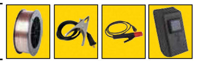 Set di accessori per saldatura con bobina di filo, pinze, cavi e regolatore di corrente, compatibili con saldatrice inverter MIG TIG Flux 120A.