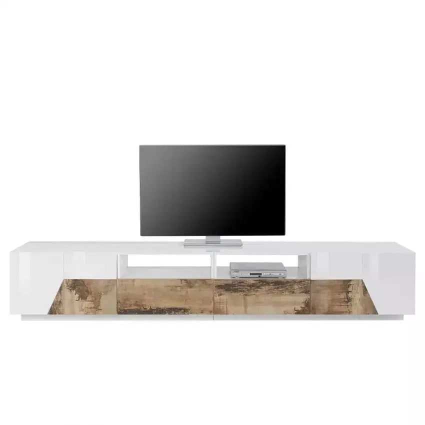 Porta TV Alien con dimensioni 260 x 43 x 46 cm Lowboard in Bianco Laccato/Acero Pereira Porta tv Italy Web forniture   