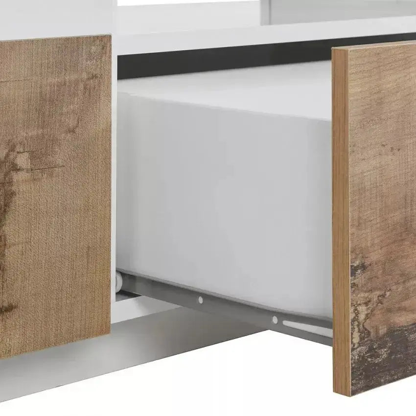 Porta TV Alien con dimensioni 260 x 43 x 46 cm Lowboard in Bianco Laccato/Acero Pereira Porta tv Italy Web forniture   