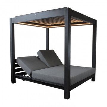 Gazebo con struttura alluminio antracite e tettuccio apribile 180x205x200 cm