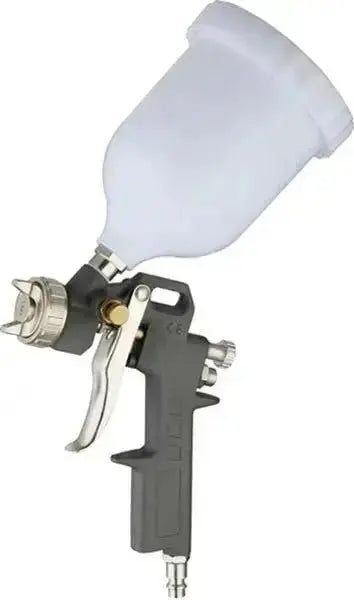 Aerografo x verniciatura V.Super con serbatoio in ABS e attacco rapido EU, ideale per lavori di precisione su superfici lisce e dettagliate.