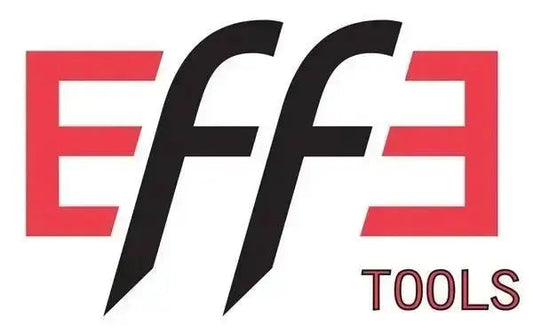 Logo EFFE Tools in rosso e nero, marchio specializzato in aerografi e utensili per verniciatura professionale e fai-da-te.