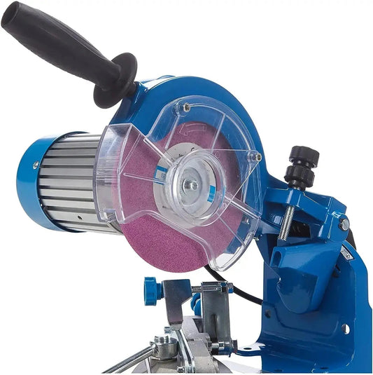 Affilacatene elettrico 230W con motore a induzione e disco da 140 mm, ideale per affilatura precisa di catene da lavoro.