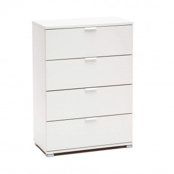 Cassettiera 4 cassetti in truciolare bilaminato bianco 60x38x85 cm