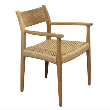 Poltrona in teak e wicker impilabile dimensioni 59x60x80 cm