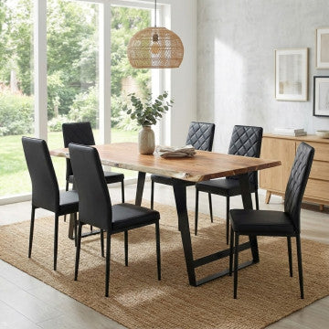 Tavolo in legno di acacia e metallo, 200x100 cm, altezza 77 cm