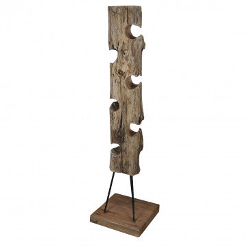 Porta bottiglie in legno di teak, dimensioni 36x35x150 cm