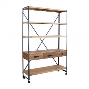 Mobile in metallo e legno, dimensioni 114,3 x 46,5 x 136 cm h