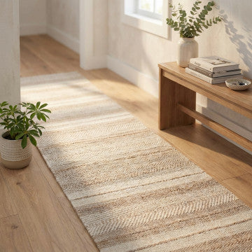 Tappeto in lana e cotone avorio 120 x 180 cm spessore 1 cm