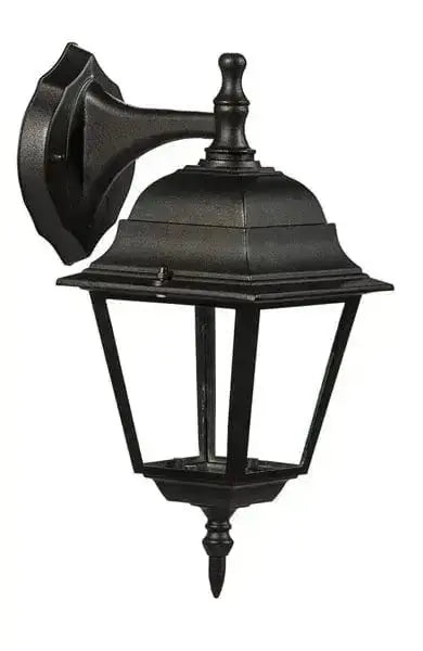 Applique alluminio nero E27 da esterno modello EOLO, stile classico con attacco a parete e protezione IP44 per illuminazione da giardino.