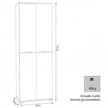 Armadio 4 Ante Natura, cm 60x38x174 Armadi Hobby Shop Solution   