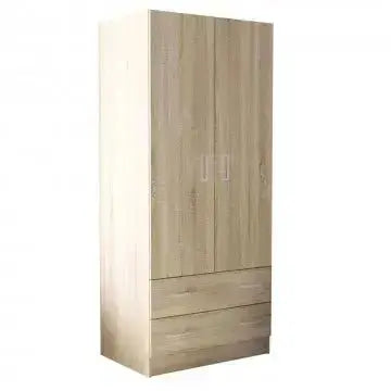 Armadio Quercia Chiaro con 2 Ante e Due Cassetti POP, cm 80x52x180 Armadi Hobby Shop Solution   