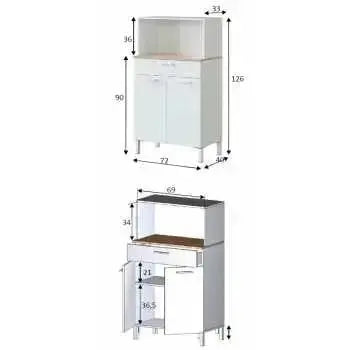 Armadio Cucina a 2 Ante e Cassetto in Bianco Canadian - Design Moderno e Funzionale Armadi FORES   