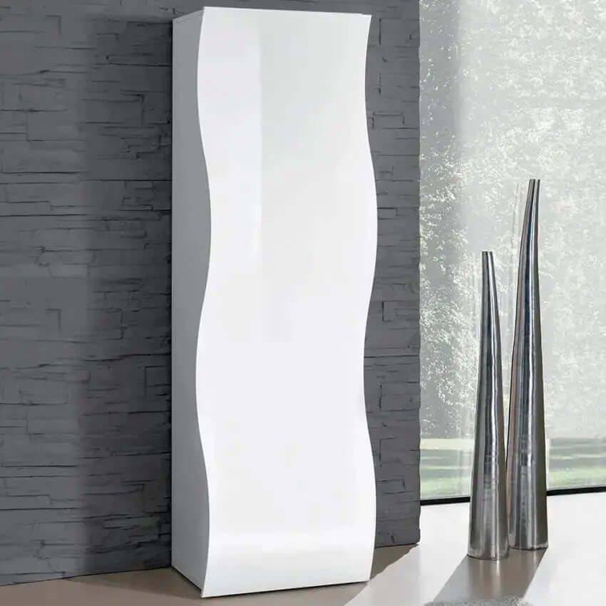 Armadio Moderno con 1 Anta ONDA, Colore Bianco Lucido Armadi Italy Web forniture   