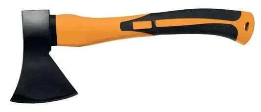 Ascia manico resina 600 gr con lama nera e manico ergonomico in fibra di vetro antiscivolo, ideale per spaccalegna e lavori da taglio.