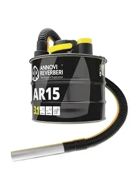 Aspiratore 3 in 1 per ceneri fredde 1000W 15LT AR15 con tubo flessibile e bocchetta in metallo, ideale per aspirare ceneri, polveri e soffiare.