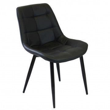 Poltrona struttura metallo seduta schienale ecopelle nero 59x51x82cm