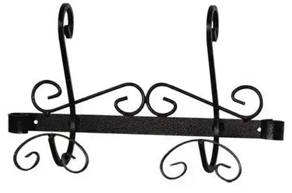 Attaccapanni 2 posti in ferro battuto nero con ganci decorativi a ricciolo, ideale per arredo casa e accessori in stile classico.